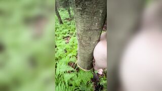 Sexy blonde gets dirty in the forest