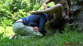 Femdom bdsm in a public park HD