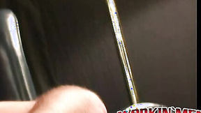 ”Unshaved older homo jerks off wildly before releasing his semen”