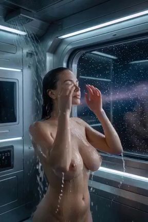 Voyeur watches big-titted girl in shower