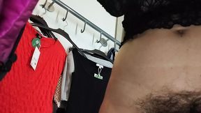 Irresistible vixen trying on clothes naked in the fitting room