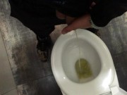 Fat cock with fat balls pissing at the shopping mall
