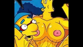 Milhouse comiendose a Marge