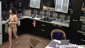 My naughty exgirlfriend making dinner naked in the kitchen