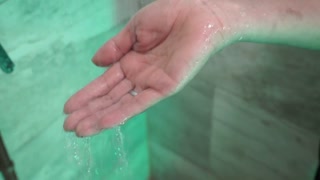 Sexy latina amputee playing in the bathroom of my house