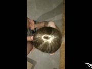 Shy girl do her first blowjob in abandoned house at first date