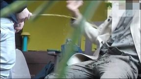 a bench encounter turns into a public piss humiliation