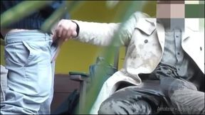 a bench encounter turns into a public piss humiliation