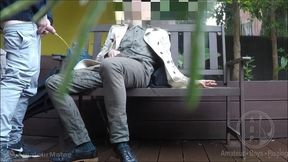 a bench encounter turns into a public piss humiliation