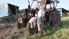 Farm girl cutie seduces a man with a huge cock for anal fuck and A2M