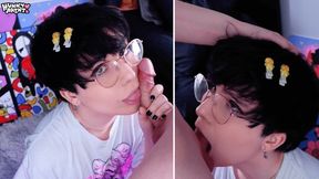Proud Little Femboy Pup Sucks And Slurps Masters Cock