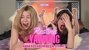 Exhausted Yawning Girls Mouth Wide Open Watery Eyes - Ziva Fey & Anna Kovanchenko (4K)