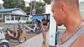 ”Thai teen amateur picked up at a 7 11 for horny threesome sex”