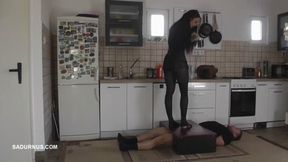 The slave's orgasm under Mistress Cleo's stocking feet mp4