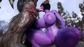 Purple Juicy Dragon Girl Suck And Fuck Big Troll Cock 1