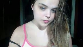 Lewd plump teen with nice tits and pussy loves to pleasure herself on webcam