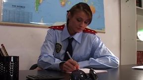 Naughty Cop MILF Swallows Cum After Intense Office Pounding