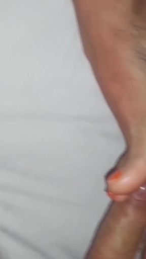 Amateur Blonde Wife Enjoys Footjob and Foot Worship