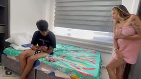 Stepsis caught in panties, fucked hard and squirts on her ass