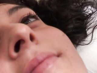 Teen brunette hair sucks and screws penis for hawt cumming