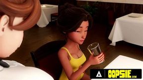 OOPSIE Waitress Gets Mouth And Ass Filled With Cum During Service! 3D CARTOON PORN!