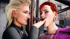 Meredith and Aurora Engage in Steamy Tongue Kissing Anime Action