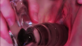 Closeup Glass Dildo Fucking