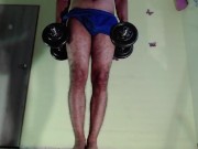 Exercising at home naked