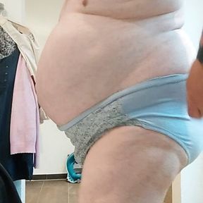 Belted in wifes light blue panty