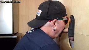 Gloryhole amateur DILF mouthjizzed after BJ in private video