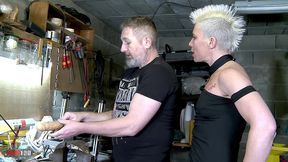 stunning milf charlie gets her pussy and ass fucked hard in the workshop