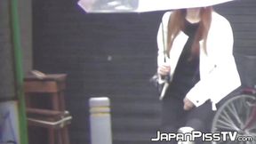 Japanese girls can't help but pee in public restrooms