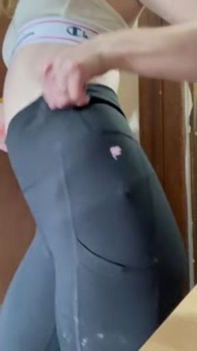 Horny babe after workout