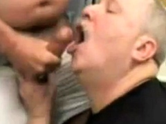 Moustache Daddy sucking cock eating cum