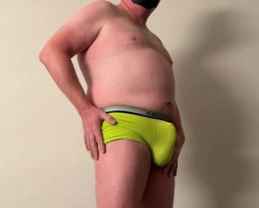 Chubby Dad Strips Down To Show His Hard Penis and Pre-cum