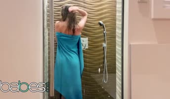 Angel Emily's Soapy Shower Seduction: Petite Brunette Teases with Tiny Boobs