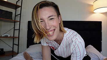 Cute Asian Trans GF Riley Ivy Gets Fucked Before Ball Game