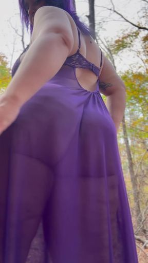 Purple lingerie, outdoor