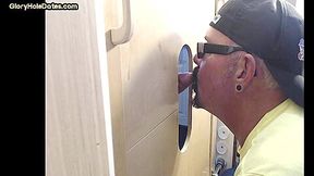 Gloryhole BJ DILF deepthroats real cock of his neighbor