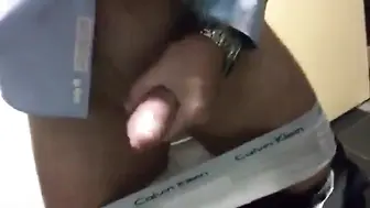 Mature Daddy Strokes His Big Cock at Work