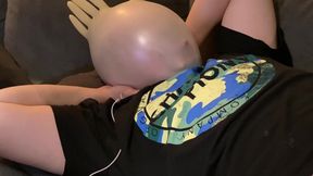 My fourth breathplay - Double latexglove mask breathing