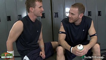 Horny jocks fuck in the locker room