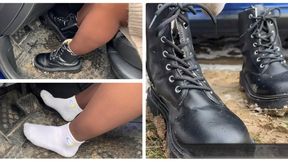Stuck in the mud in boots and white socks MP4