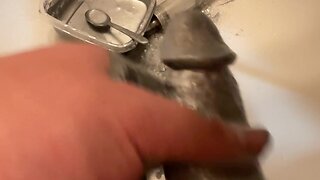 Filling bladder with motor oil and masturbating to cum
