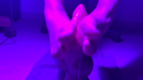 Sticky Cum Footjob on XL Dragon Toy