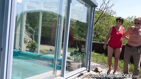 ”Tattooed old woman beaver licked & outdoor ravaged in foursome”