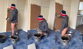Plastered by a tattooed builder with a big ass