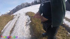 White Snow and White Cum in the Mountains.