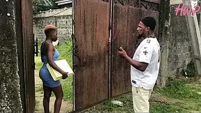 Amateur delivery guy gets a creamy treat in return