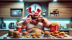 fat pig vs. fast food eating contest